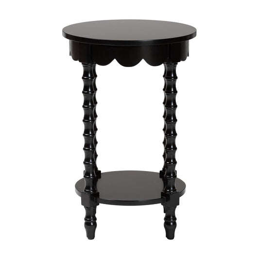Baxton Studio - Sally Nightstand in Black - KL-1739-Sally Round-Black/Wooden-NS view 2