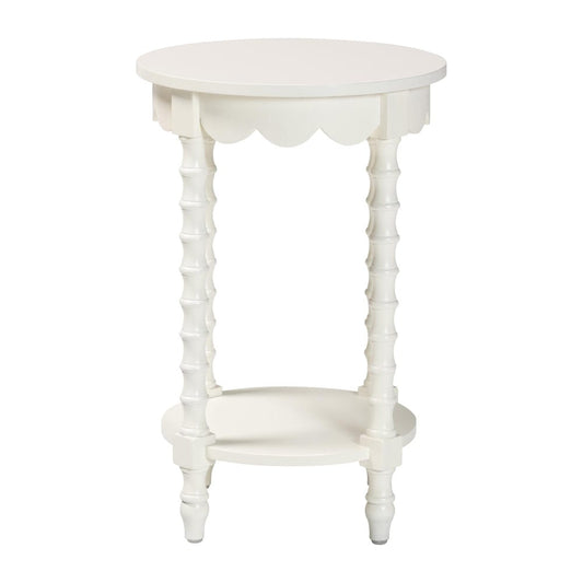 Baxton Studio - Sally Nightstand in White - KL-1739-Sally Round-White/Wooden-NS view 2