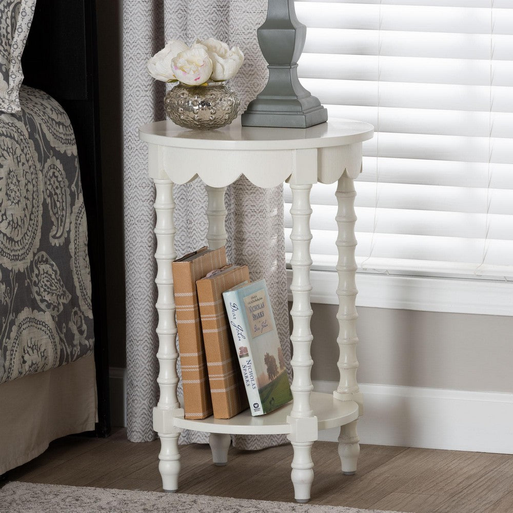 Baxton Studio - Sally Nightstand in White - KL-1739-Sally Round-White/Wooden-NS view 7