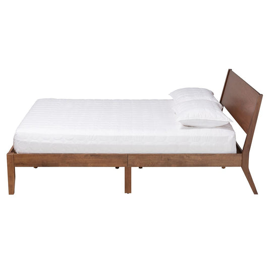 Baxton Studio - Salvatore Queen Size Bed in Walnut Brown - SW8521-Walnut-Queen view 2