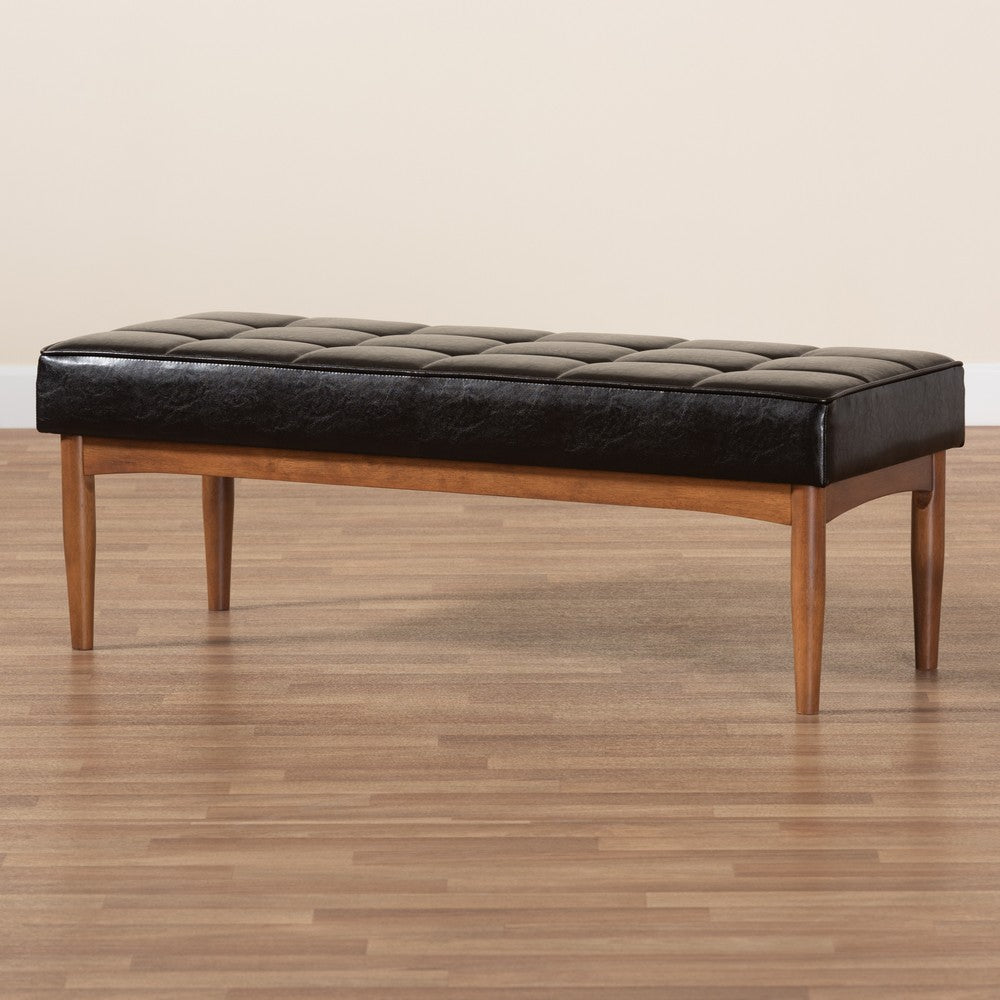 Baxton Studio - Sanford Bench in Dark Brown/Walnut Brown - BBT8051.11-Dark Brown/Walnut-Bench view 7