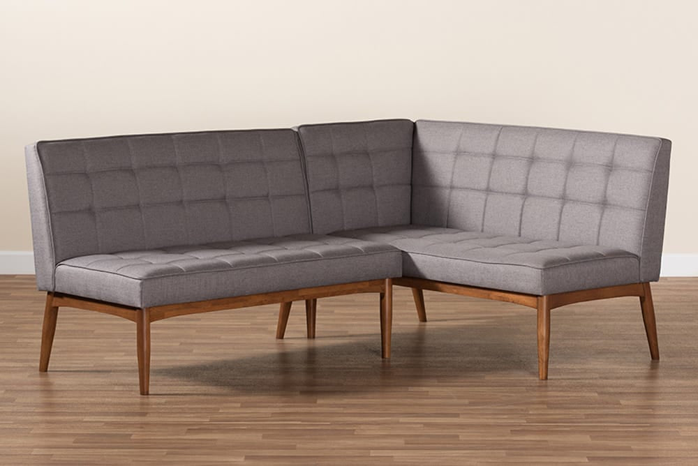 Baxton Studio - Sanford Dining Bench - BBT8051.11-Grey/Walnut-2PC SF Bench view 7