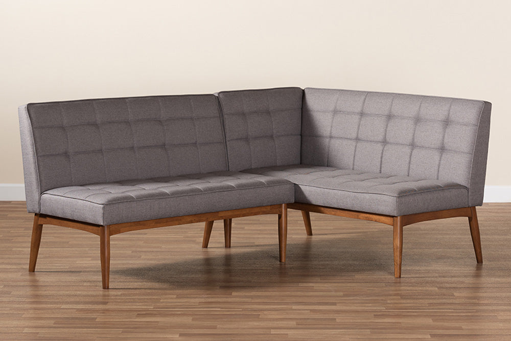 Baxton Studio - Sanford Dining Bench - BBT8051.11-Grey/Walnut-2PC SF Bench view 7