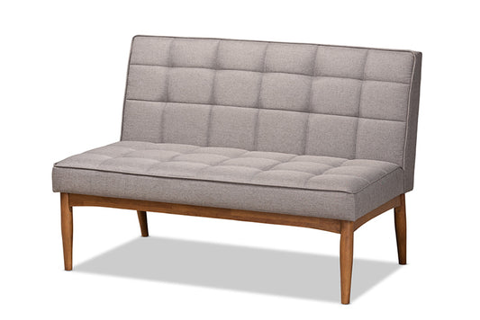 Baxton Studio - Sanford Dining Bench - BBT8051.11-Grey/Walnut-3PC Dining Nook Set view 2