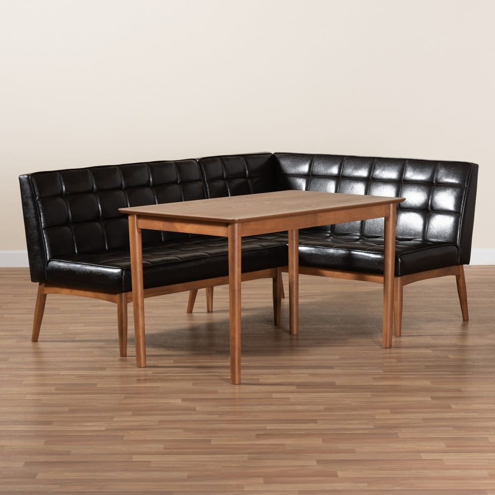 Baxton Studio - Sanford Dining Set in Dark Brown/Walnut Brown - BBT8051.11-Dark Brown/Walnut-3PC Dining Nook Set view 9