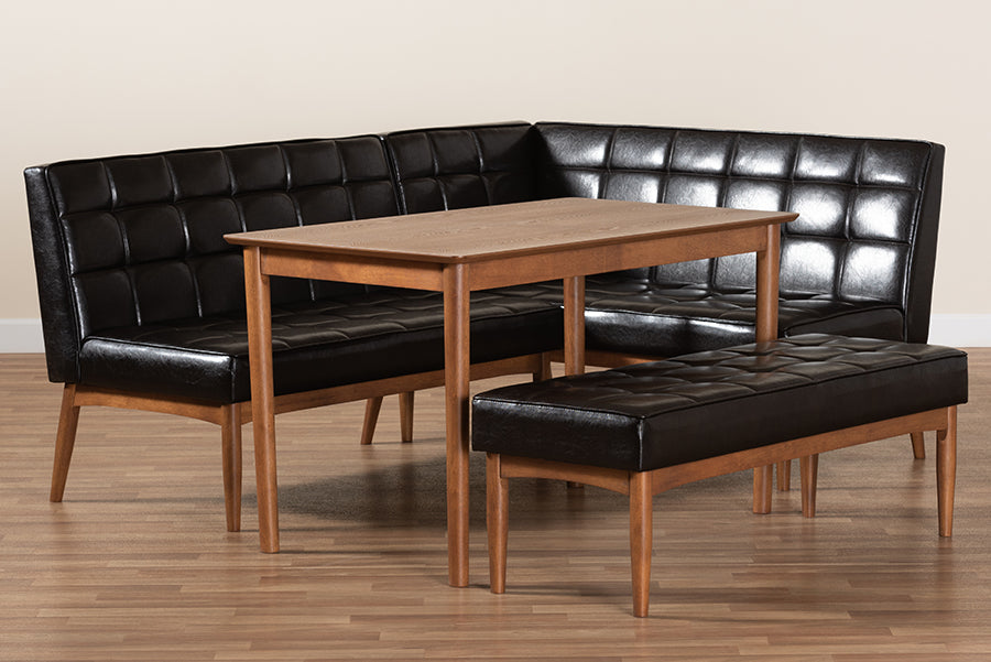 Baxton Studio - Sanford Dining Set in Dark Brown/Walnut Brown - BBT8051.11-Dark Brown/Walnut-4PC Dining Nook Set view 10