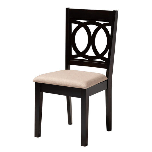 Baxton Studio - Sanne Dining Set in Beige/Espresso Brown - Sanne-Sand/Dark Brown-5PC Dining Set view 2
