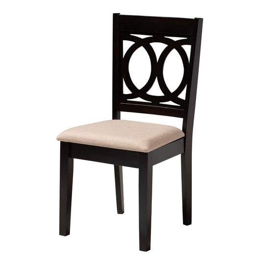 Baxton Studio - Sanne Dining Set in Beige/Espresso Brown - Sanne-Sand/Dark Brown-5PC Dining Set view 2