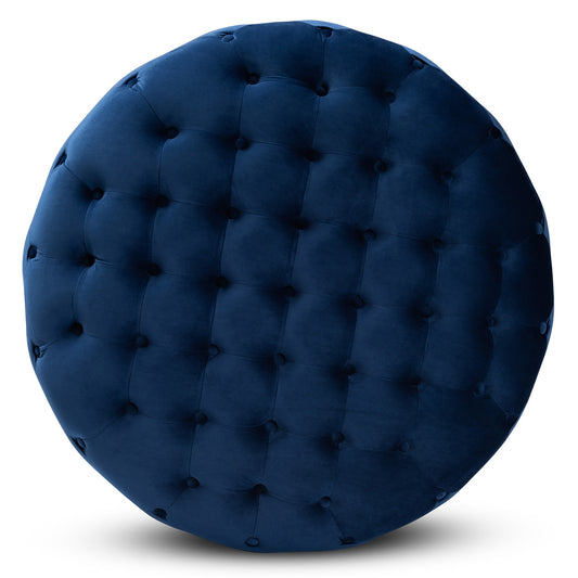 Baxton Studio - Sasha Ottoman in Royal Blue/Gold - TSF-6689-Royal Blue/Gold-Otto view 2