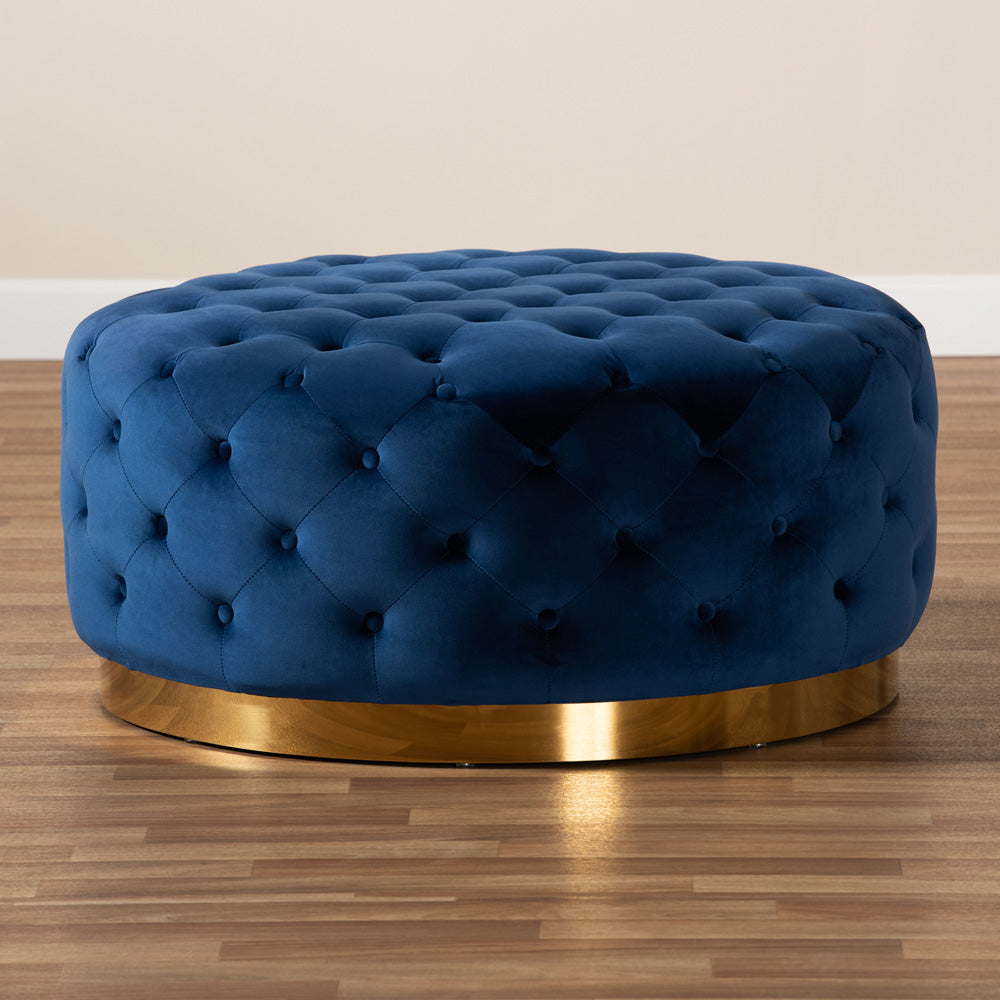 Baxton Studio - Sasha Ottoman in Royal Blue/Gold - TSF-6689-Royal Blue/Gold-Otto view 5