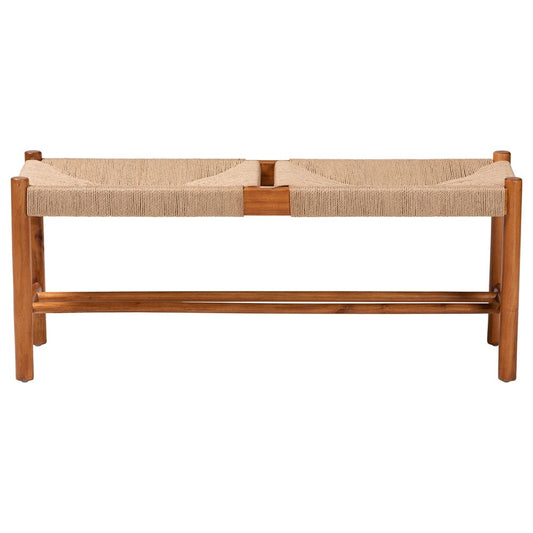 Baxton Studio - Saura Dining Bench in Natural/Oak Brown - SK9151-Oak-Bench view 2