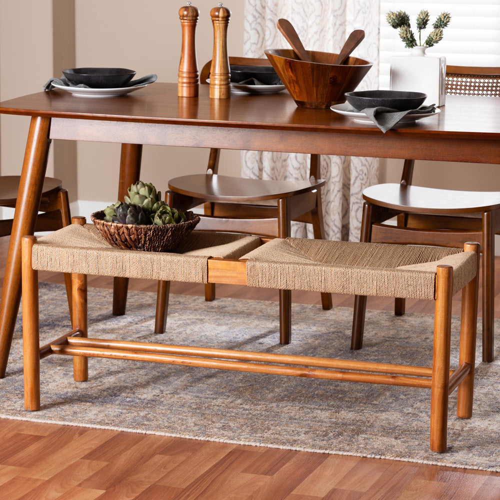 Baxton Studio - Saura Dining Bench in Natural/Oak Brown - SK9151-Oak-Bench view 6