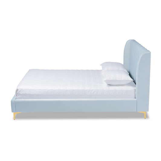 Baxton Studio - Saverio Queen Size Bed in Light Blue - BBT6765-Light Blue-Queen view 2