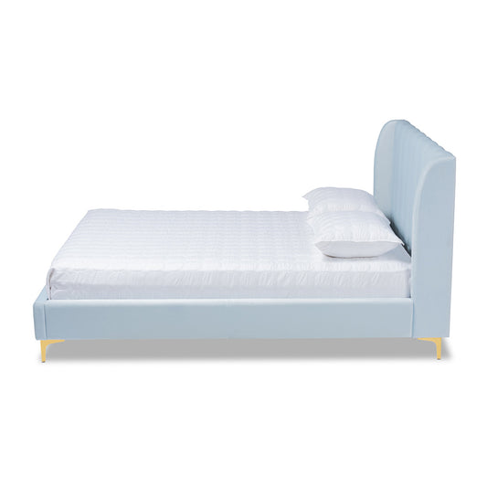 Baxton Studio - Saverio Queen Size Bed in Light Blue - BBT6765-Light Blue-Queen view 2