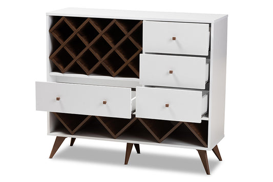 Baxton Studio - SaviNo Wine Cabinet - SEWC16003WI-White/Columbia view 2