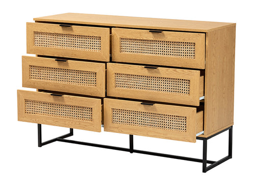 Baxton Studio - Sawyer Storage Cabinet - LCF20220221-Oak Brown-6DW-Cabinet view 2