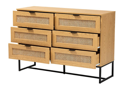 Baxton Studio - Sawyer Storage Cabinet - LCF20220221-Oak Brown-6DW-Cabinet view 2