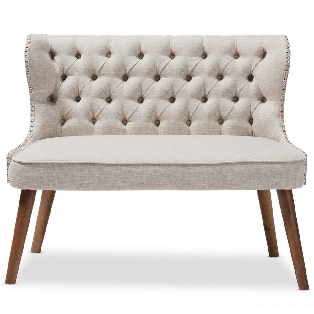 Baxton Studio - Scarlett Loveseat in Light Beige/Walnut Brown - BBT8017-LS-Beige-H1217-3 view 11