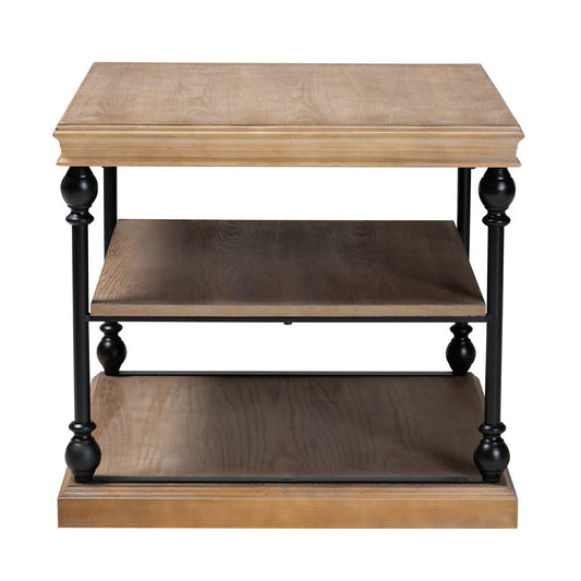 Baxton Studio - Sebastian End Table in Greywashed/Black - JY20B126-Grey Oak-ET view 2