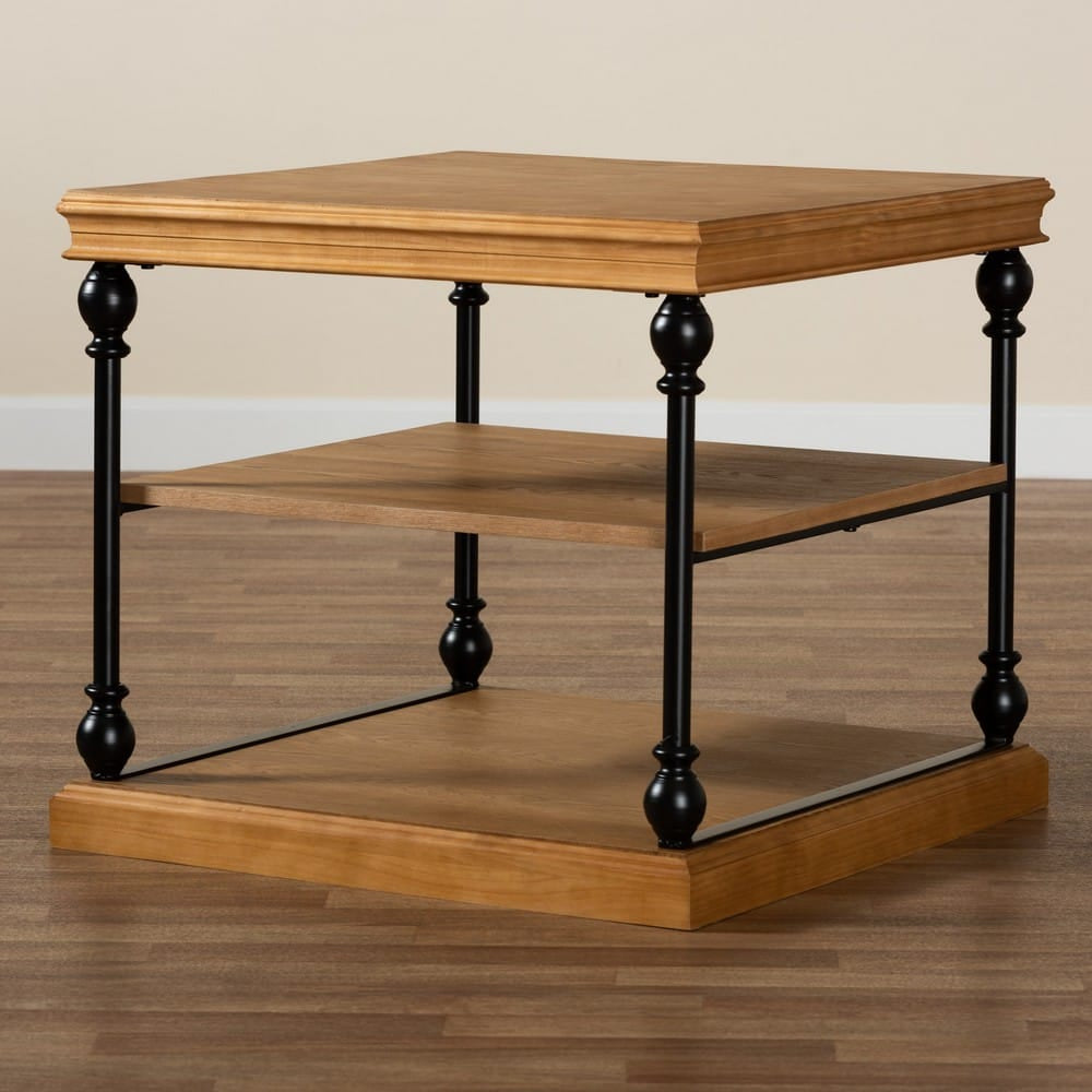 Baxton Studio - Sebastian End Table in Oak Brown/Black - JY20B125-Brown Oak-ET view 7