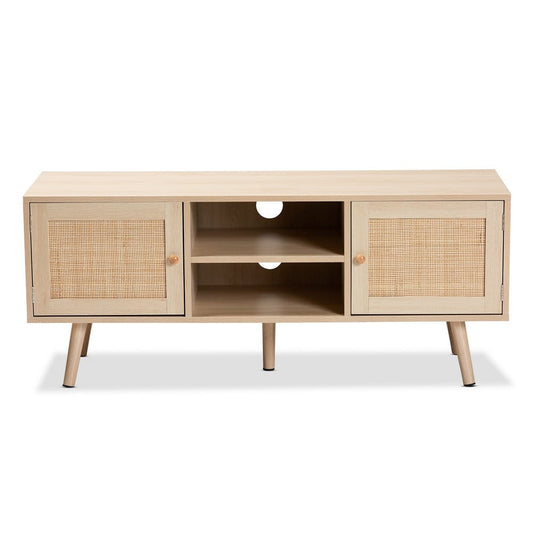 Baxton Studio - Sebille TV Stand in Light Brown - LCF19046-Rattan-TV Stand view 2