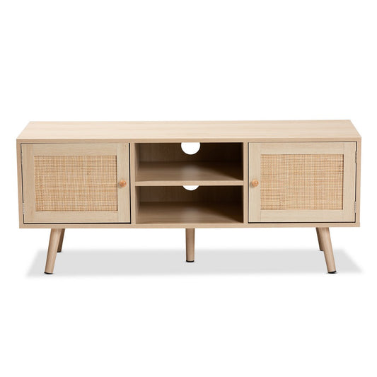 Baxton Studio - Sebille TV Stand in Light Brown - LCF19046-Rattan-TV Stand view 2