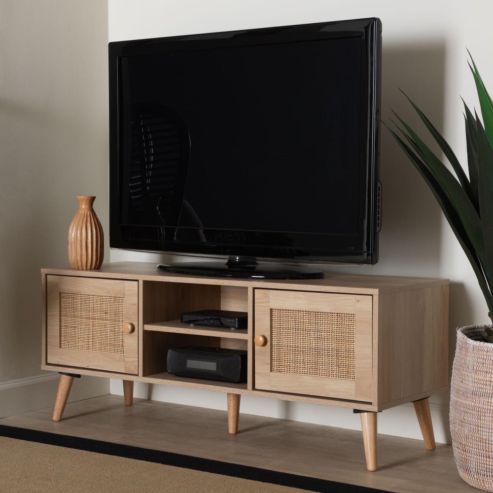 Baxton Studio - Sebille TV Stand in Light Brown - LCF19046-Rattan-TV Stand view 8