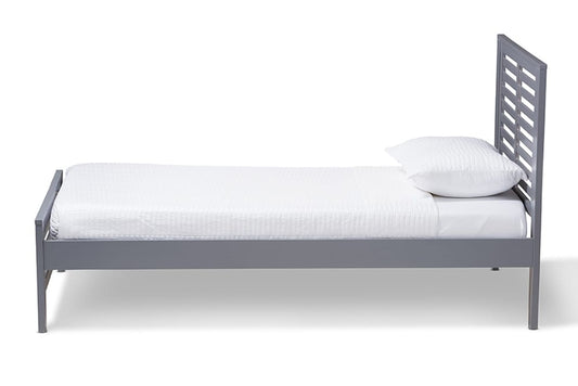 Baxton Studio - Sedona Twin Size Bed - HT1704-Grey-Twin view 2