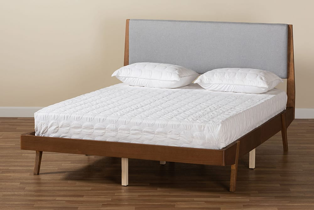 Baxton Studio - Senna King Size Bed - MG0008S-Light Grey/Walnut-King view 8