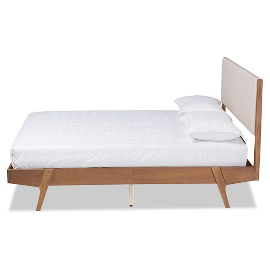 Baxton Studio - Senna Queen Size Bed in Beige/Walnut Brown - MG0008S-Beige/Walnut-Queen view 2