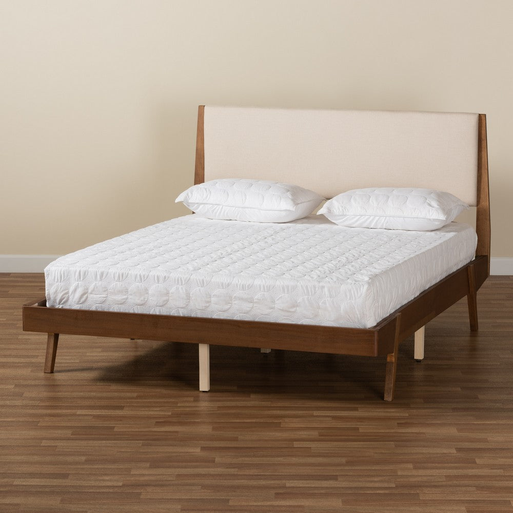 Baxton Studio - Senna Queen Size Bed in Beige/Walnut Brown - MG0008S-Beige/Walnut-Queen view 8