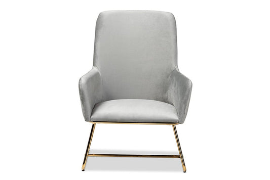 Baxton Studio - Sennet Chair - SF1802-Grey Velvet/Gold-CC view 2