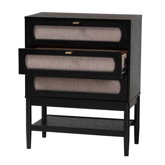 Baxton Studio - Shirin Chest in Beige/Black - MG9013-Sand Stone-FG2203-2/Black-3DW-Chest view 2