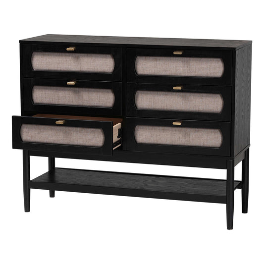Baxton Studio - Shirin Dresser in Beige/Black - MG9013-Sand Stone-FG2203-2/Black-6DW-Dresser view 2