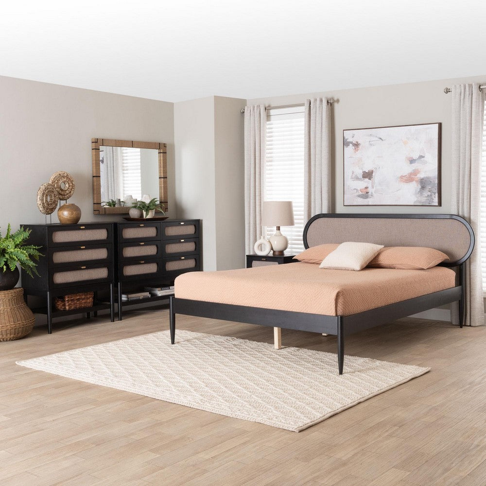 Baxton Studio - Shirin Queen Bedroom Set in Beige/Black - Tammy-Sand Stone/Black-Queen-4PC Bedroom Set view 11