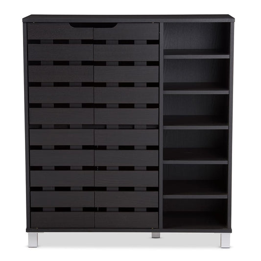 Baxton Studio - Shirley Shoe Cabinet in Dark Brown - SR-002-Espresso view 2