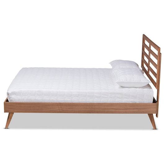 Baxton Studio - Shiro Queen Size Bed in Ash Walnut - Shiro-Ash Walnut-Queen view 2