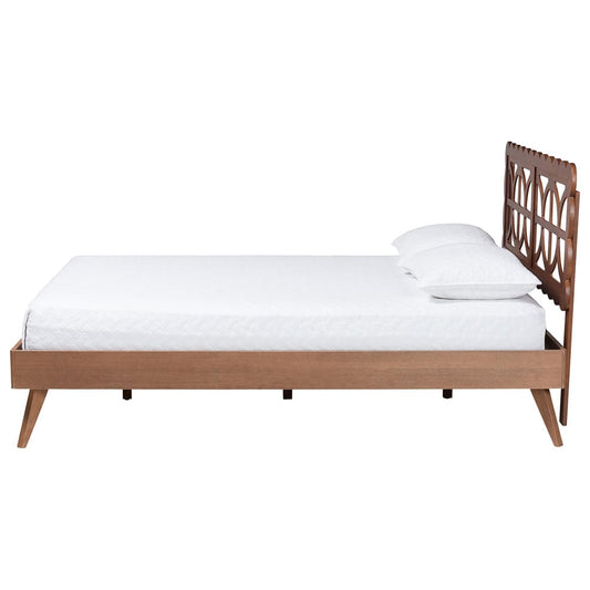 Baxton Studio - Shukura Queen Size Bed in Ash Walnut - Shukura-Ash Walnut-Queen view 2