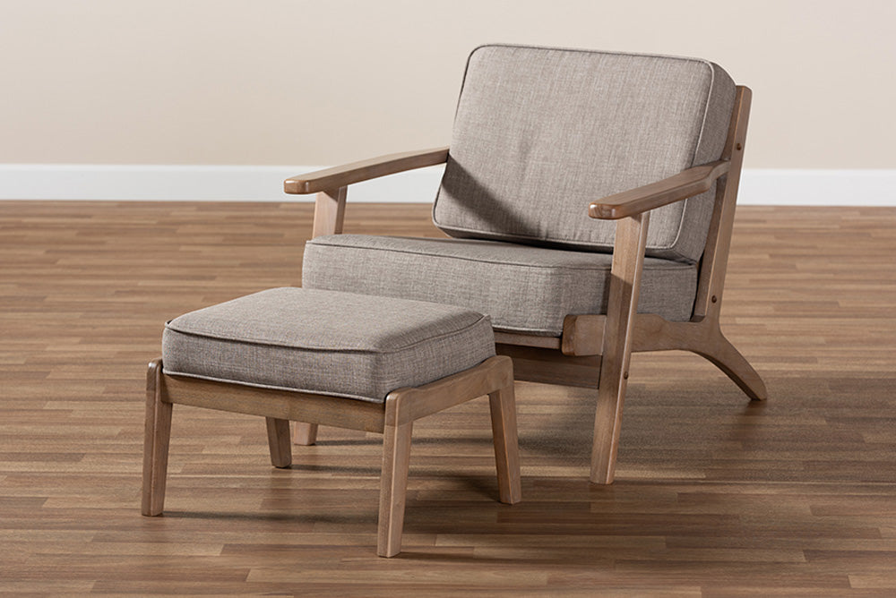 Baxton Studio - Sigrid Chair with Footstool - Sigrid-Light Grey/Antique Oak-2PC Set view 10