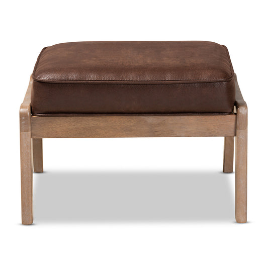 Baxton Studio - Sigrid Ottoman in Dark Brown/Antique Oak - Sigrid-Dark Brown/Antique Oak-Otto view 2