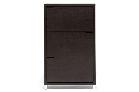 Baxton Studio - Simms Shoe Cabinet in Dark Brown - FP-3OUSH-CAPPUCINo view 2