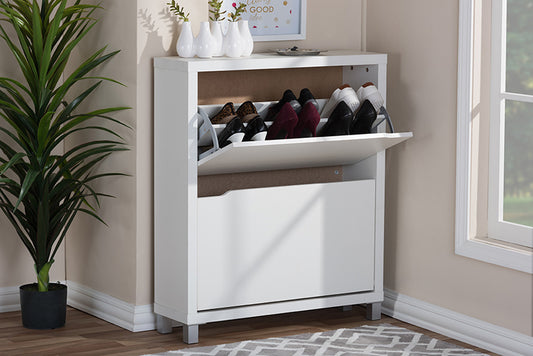 Baxton Studio - Simms Shoe Cabinet in White - FP-2OUS-White view 2