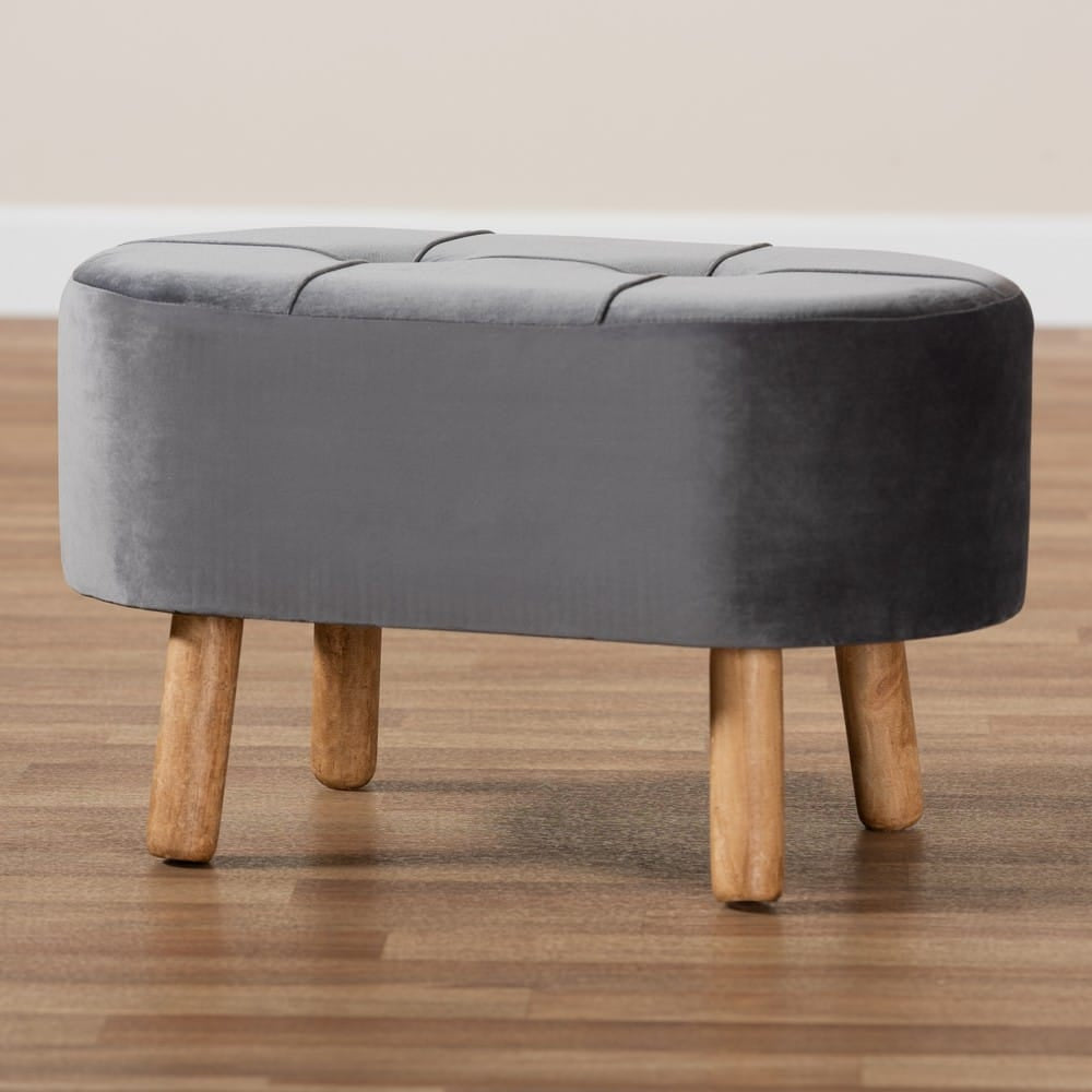 Baxton Studio - Simone Ottoman in Grey/Natural - JY19A222-Grey/Natural-Otto view 7