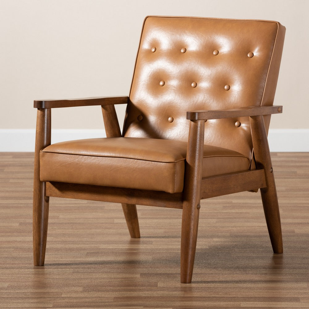 Baxton Studio - Sorrento Chair in Tan/walnut brown - BBT8013-Tan Chair view 8