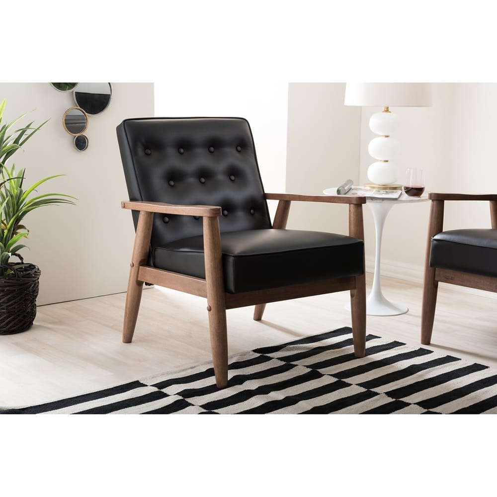 Baxton Studio - Sorrento Living Room Chair in Black - BBT8013-Black Chair view 5