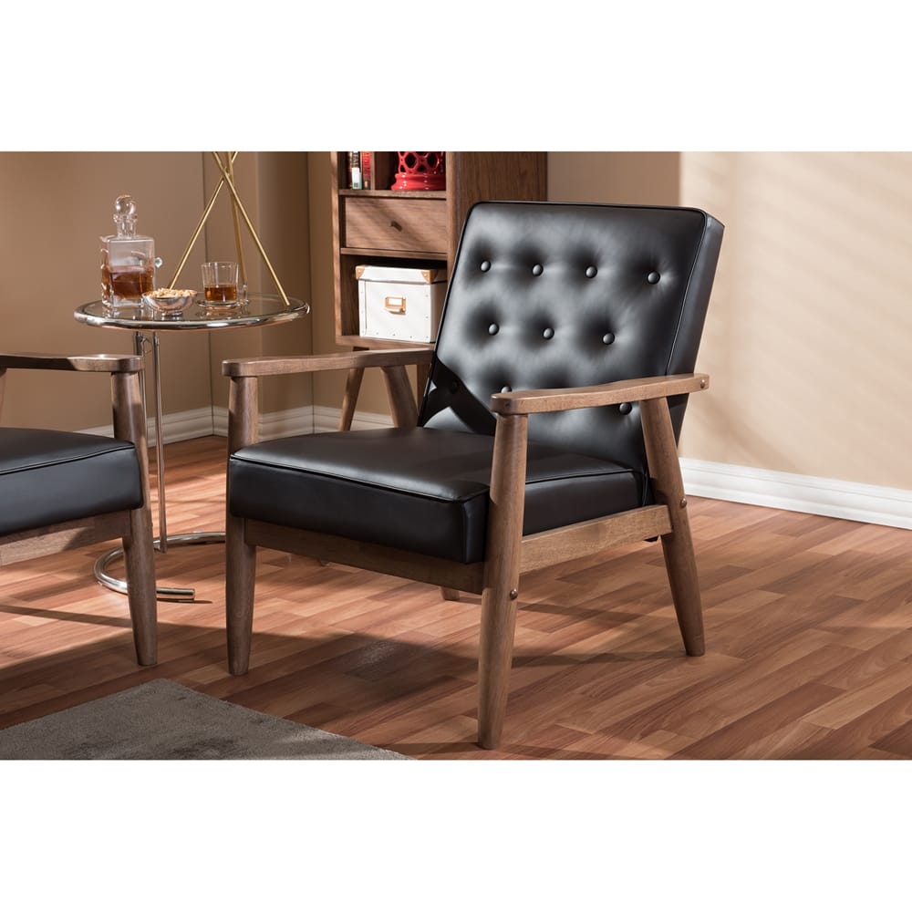 Baxton Studio - Sorrento Living Room Chair in Dark Brown - BBT8013-Brown Chair view 5