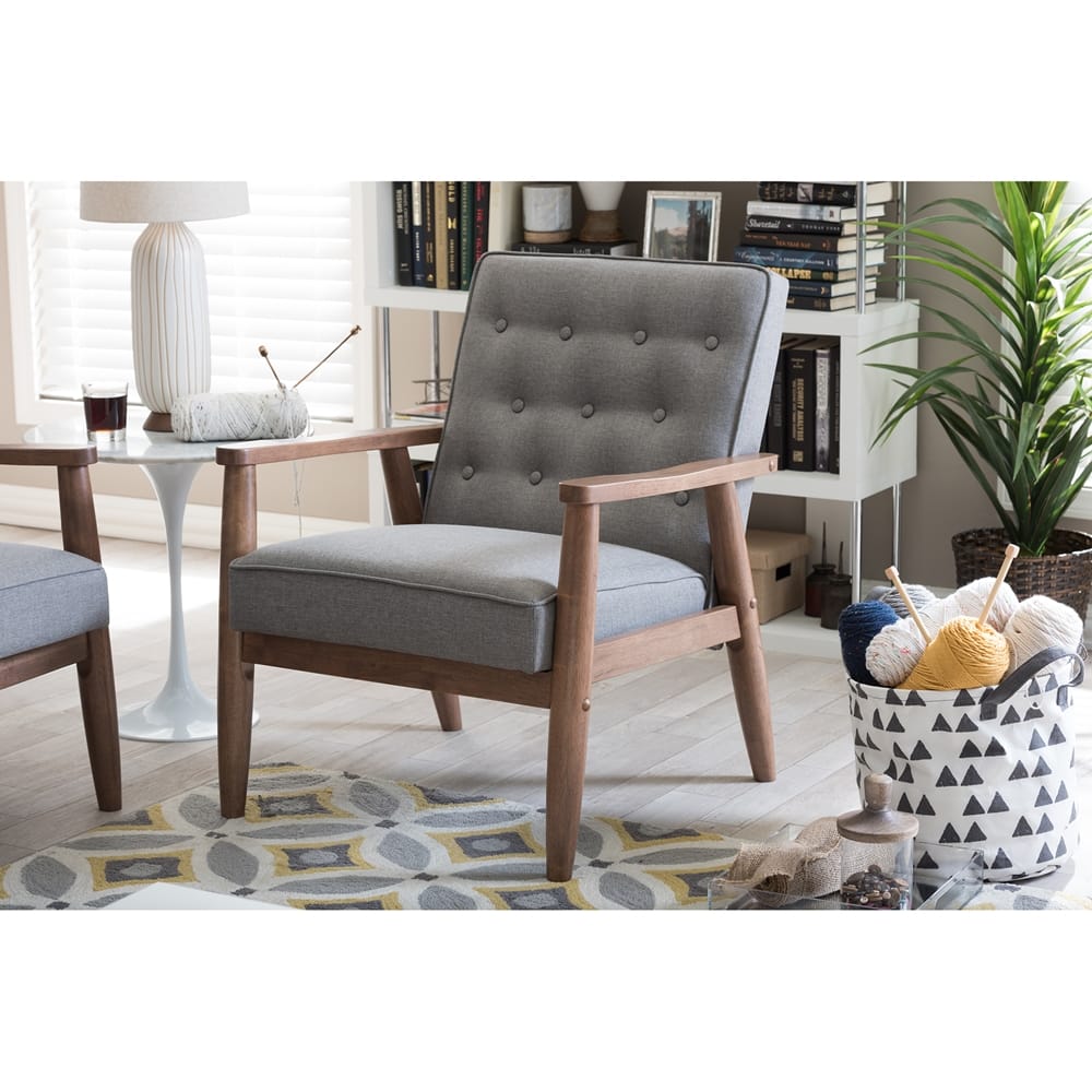 Baxton Studio - Sorrento Living Room Chair in Grey - BBT8013-Grey Chair view 5