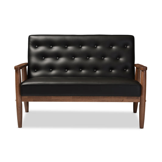 Baxton Studio - Sorrento Loveseat in Black - BBT8013-Black Loveseat view 2