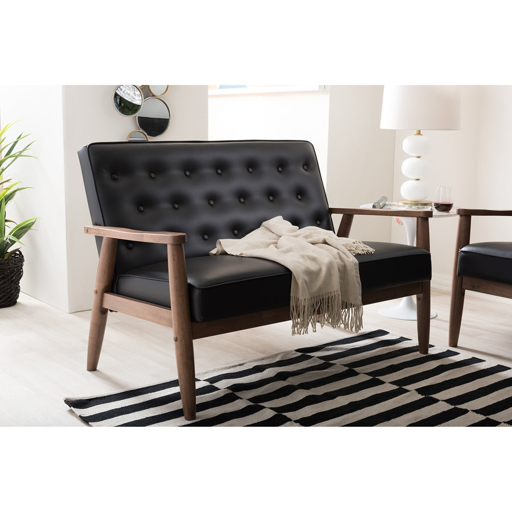 Baxton Studio - Sorrento Loveseat in Black - BBT8013-Black Loveseat view 5