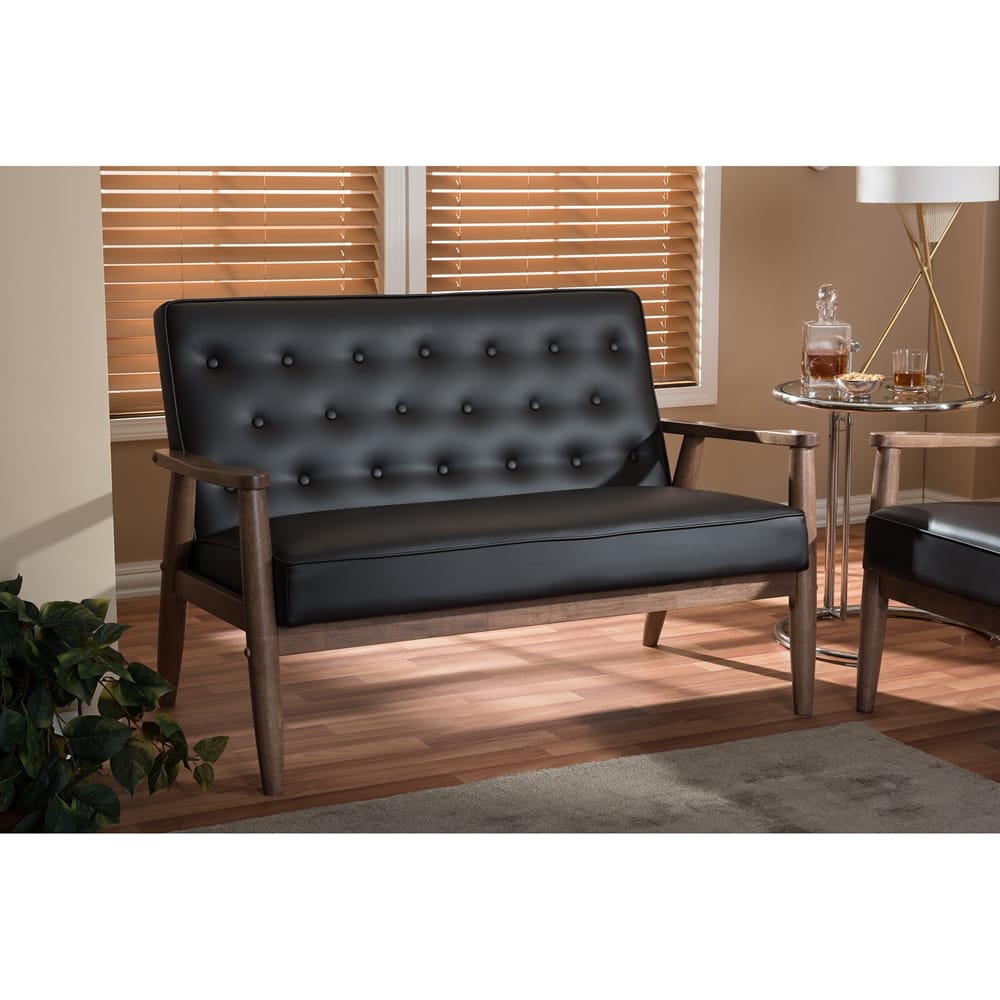 Baxton Studio - Sorrento Loveseat in Dark Brown - BBT8013-Brown Loveseat view 5